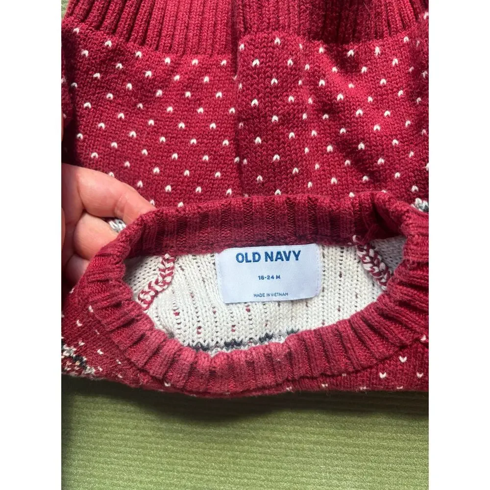 Old Navy Toddler Fair Isle Snowflake Sweater Red 18-24 Months